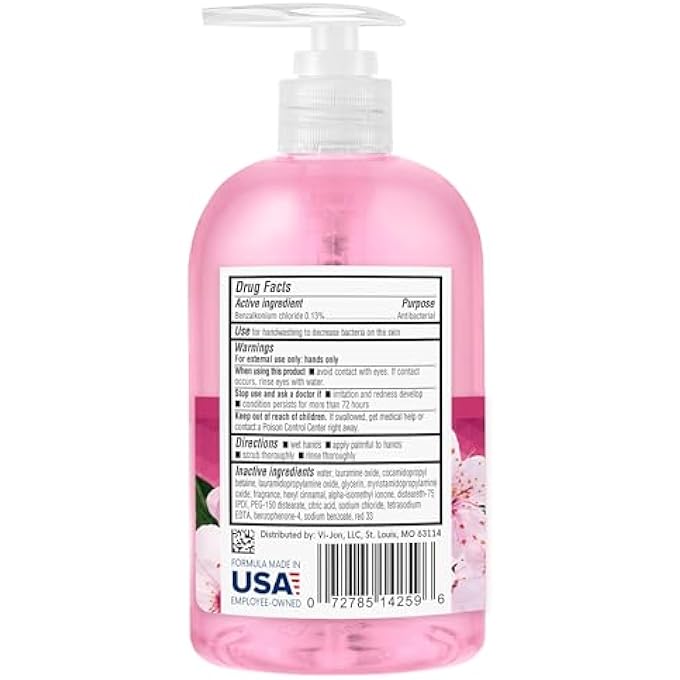 Germ-X ANTIBACTERIAL HAND SOAP, MOISTURIZING LIQUID HAND WASH FOR BATHROOM, PH BALANCED & DERMATOLOGIST TESTED, BACK TO SCHOOL SUPPLIES, JASMINE & CHERRY BLOSSOM, 12 OZ PUMP BOTTLE (PACK OF 4) - Image 3